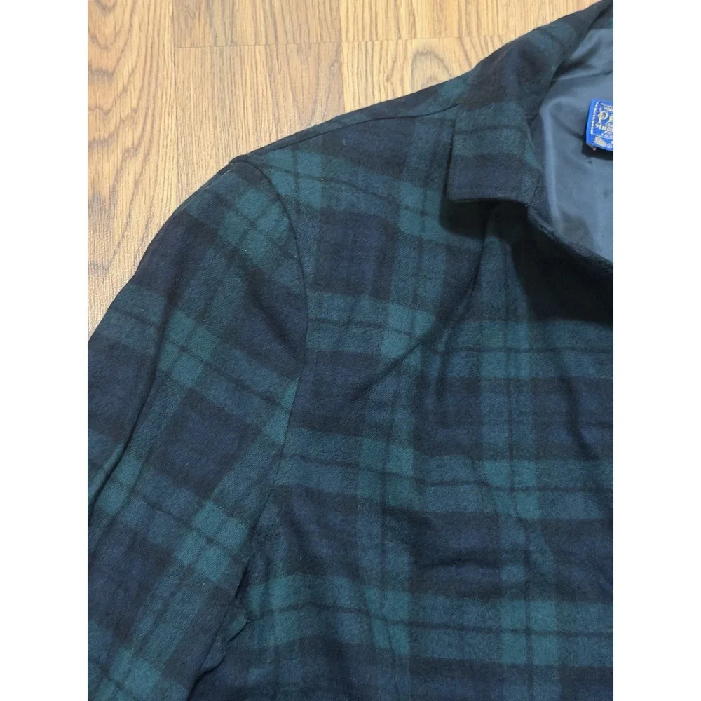 Pendleton Blazer Mens Large Black Watch Plaid Virgin Wool Vintage Made in USA
